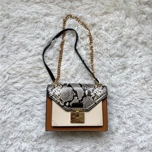 Aldo Snake Print Shoulder Bag with Gold Chain